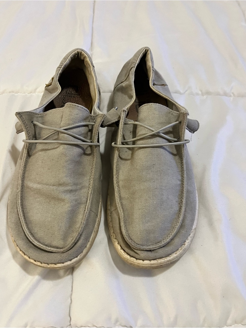 Hey Dude Shoes- Women Canvas Slip-On Light Gray-size 10